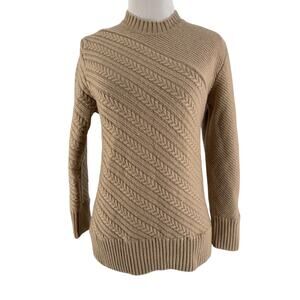EQUIPMENT Women's Sesame Seranon 100% Wool Cable Knit Sweater Size XXS